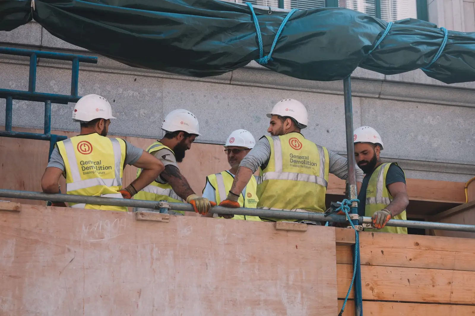 Crew coordinating on site