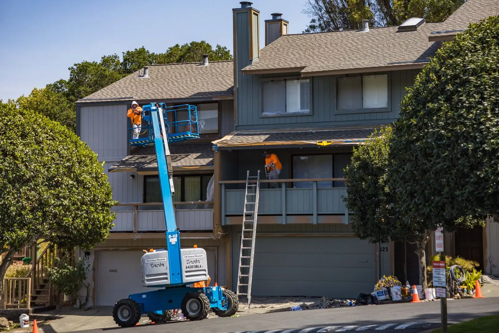 Boom lift on an exterior job