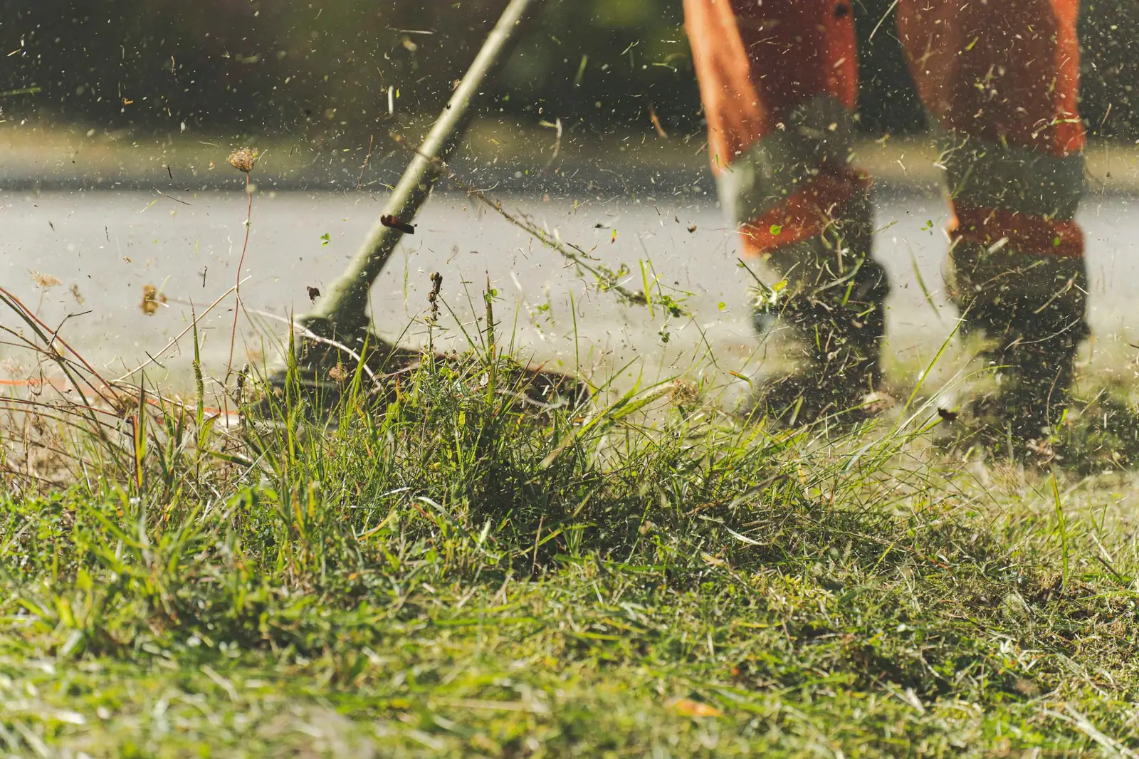 Mowing a property lawn