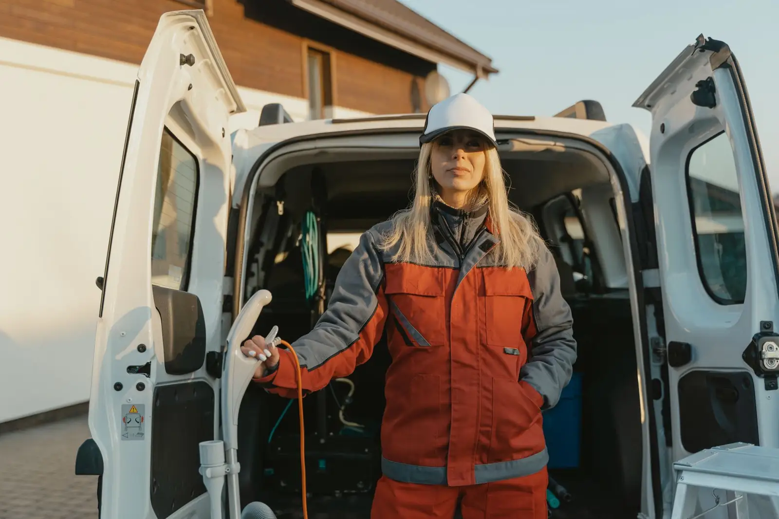 Service tech at the van