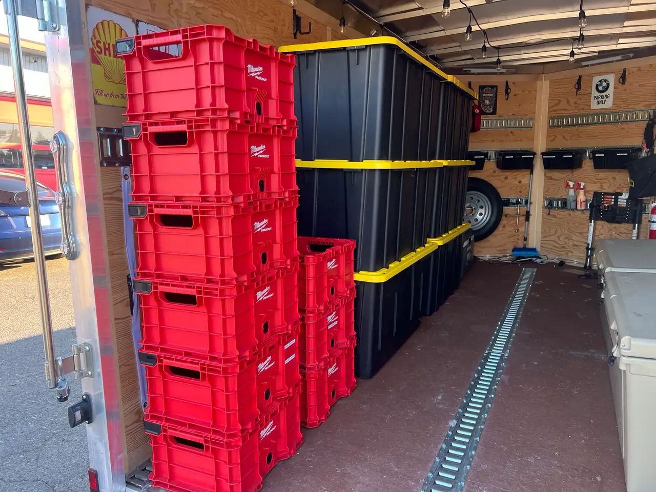 Materials packed in a crew trailer